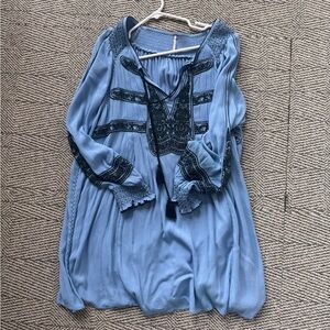 Free People Blue Mini Boho Dress Size Small